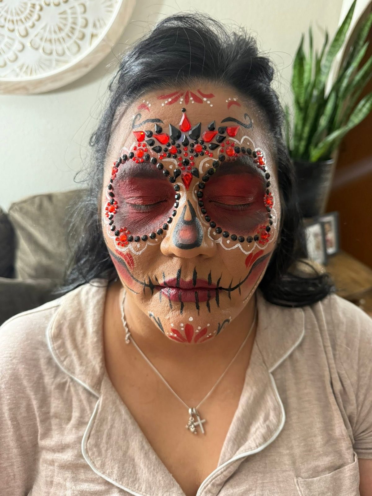 Kids showing off their face paint at a Tucson birthday celebration