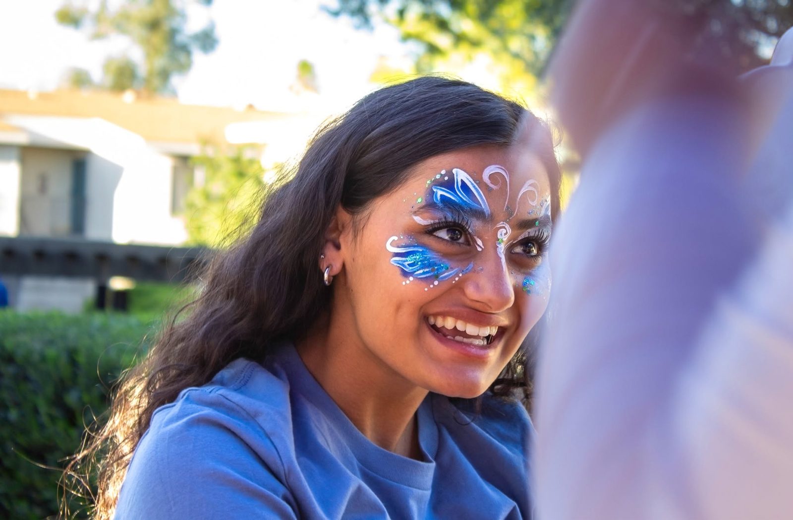 Glitter butterfly face paint